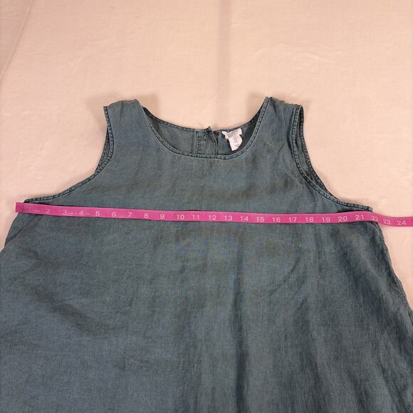 Sigrid Olsen 100% Linen Green Sleeveless Tank Top XL Buttons Up the Back Charity - Picture 3 of 8